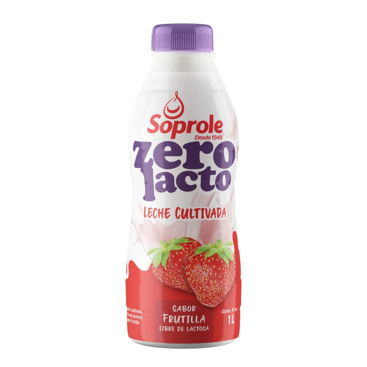 SOPROLE - Leche Cultivada Zerolacto Sabor Frutilla