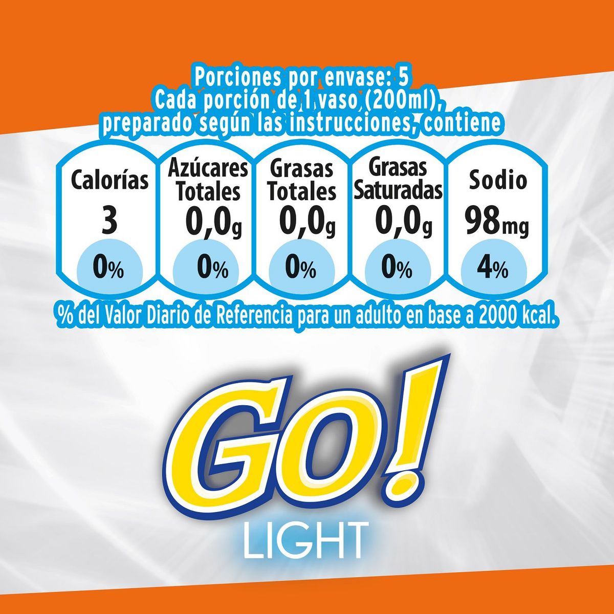 GO - Bebida Instantánea Light Sabor Naranja
