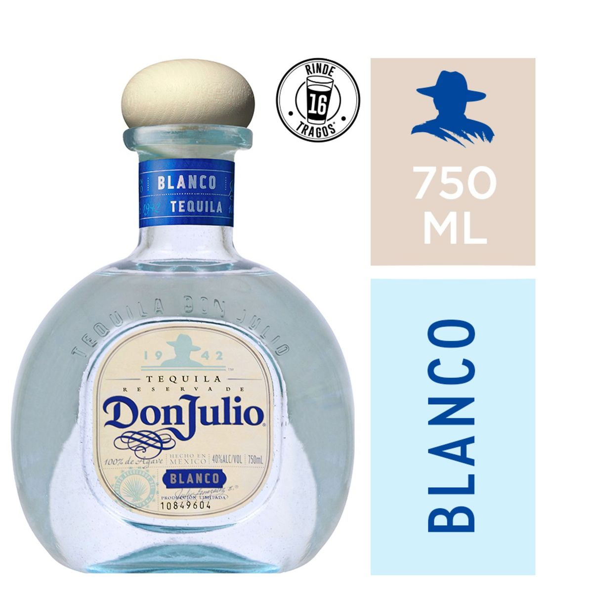 DON JULIO - TEQUILA DON JULIO BLANCO 40G GL 75CC