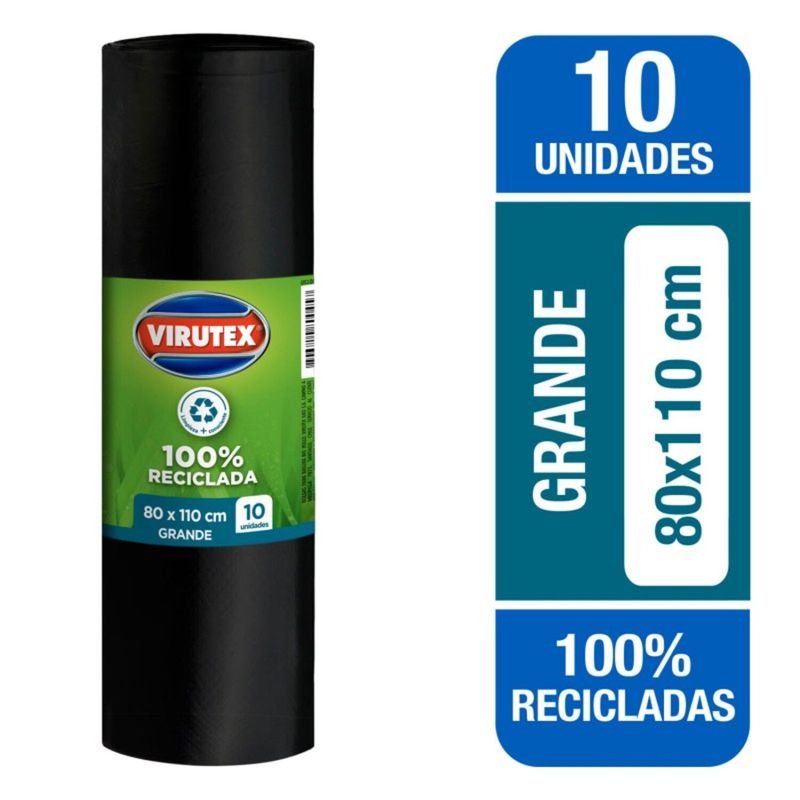VIRUTEX - Bolsa Biodegrabale Grande Virutex Rollo 80x110 cm 10 Un