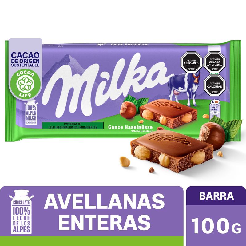 MILKA - Chocolate con Leche Avellanas Enteras Milka 100 g