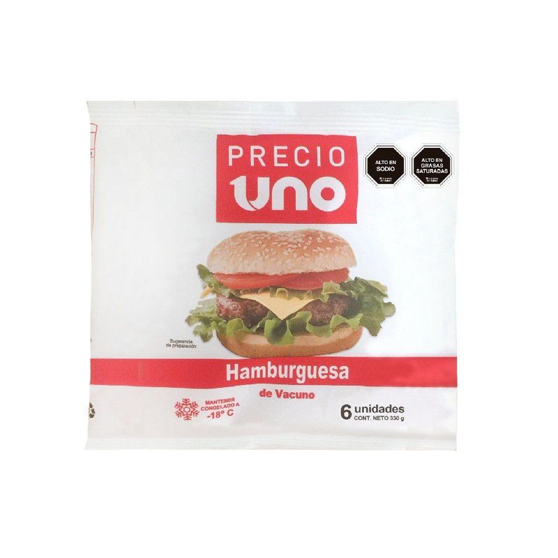 PRECIO UNO - Pack Hamburguesa de Vacuno Precio Uno 6 x 55 g