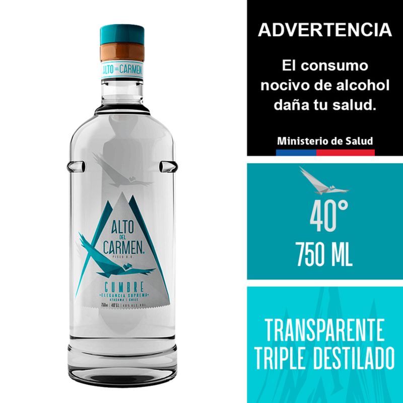 ALTO DEL CARMEN - Pisco Cumbres Transparente Alto del Carmen 40° 750 cc