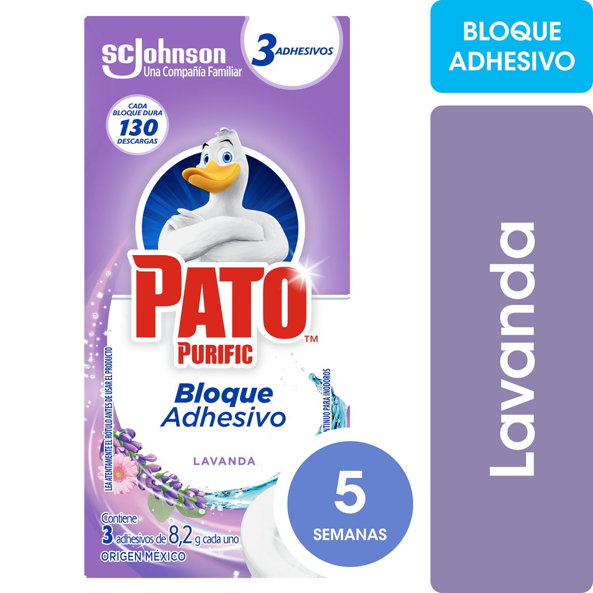 PATO PURIFIC - Bloque Adhesivo Inodoro Pato Purific Lavanda 24.6 gr