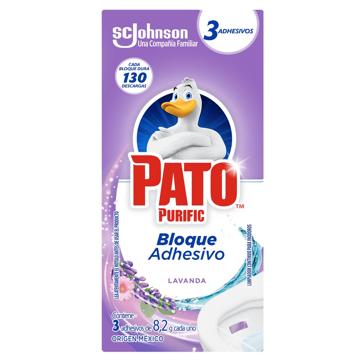 PATO PURIFIC - Bloque Adhesivo Inodoro Pato Purific Lavanda 24.6 gr