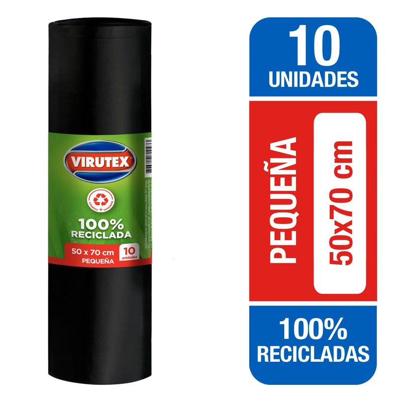 VIRUTEX - Bolsa Biodegrabale Pequeña Virutex Rollo 50x70 cm 10 Un