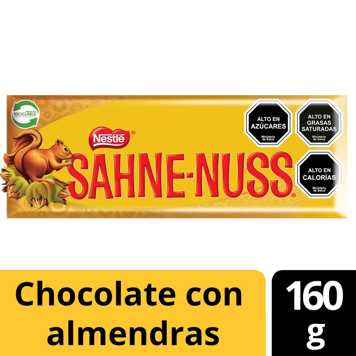 SAHNE NUSS - Chocolate con Almendras Sahne Nuss Barra 160 g