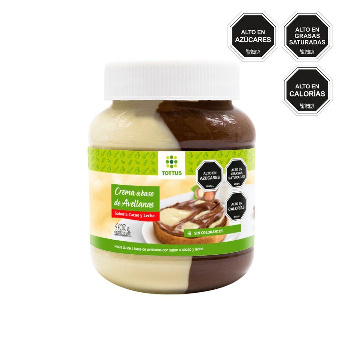 TOTTUS - Crema de Avellana Bicolor 400 gr