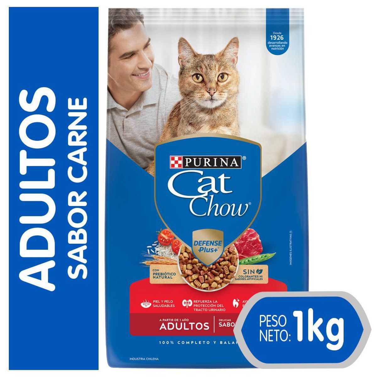 CAT CHOW - Alimento para Gato Adulto Sabor Carne Cat Chow 1 Kg