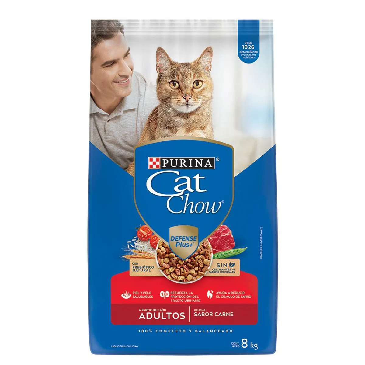 CAT CHOW - Alimento para Gatos Adulto Cat Chow Sabor Carne 8 Kg