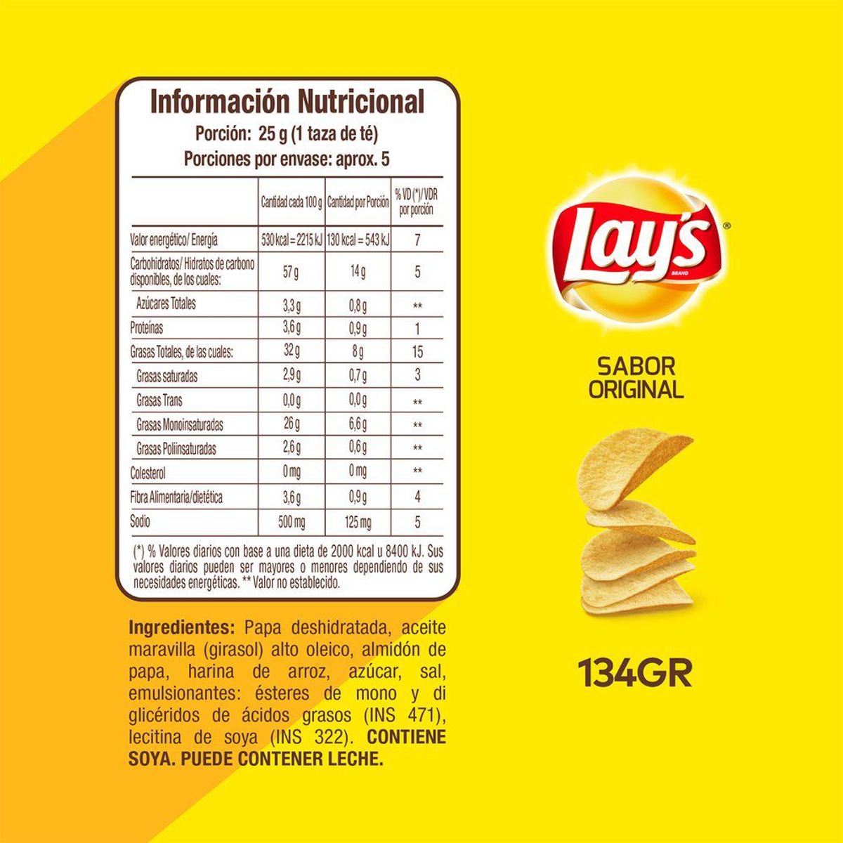 LAYS - Papas Fritas Stax Original Lays 134 g