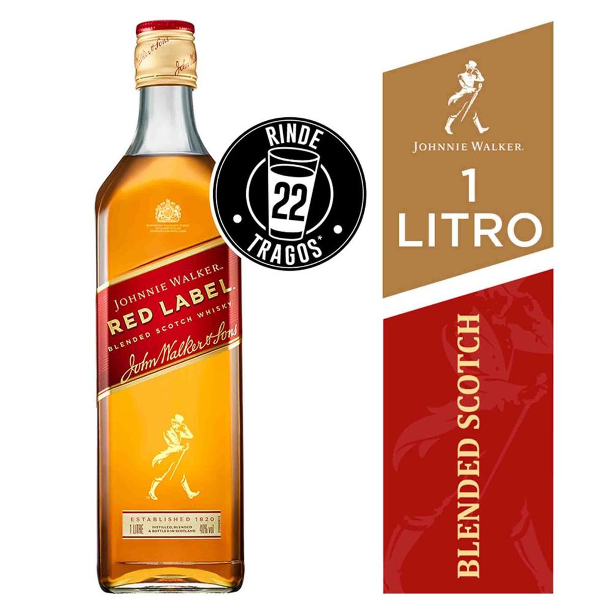 JOHNNIE WALKER - Whisky Johnnie Walker Red Label 40° 1000 cc