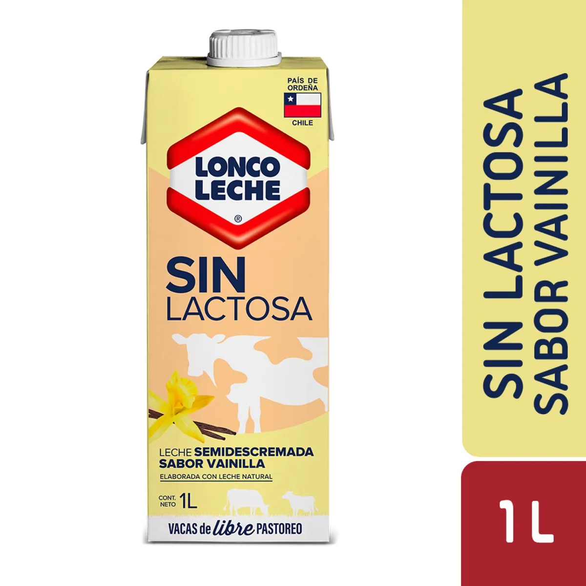 LONCOLECHE - Leche Semidescremada Sin Lactosa Loncoleche Sabor Vainilla 1 L