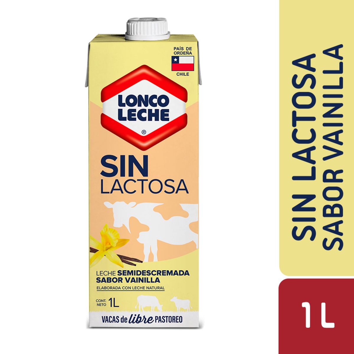LONCOLECHE - Leche Semidescremada Sin Lactosa Loncoleche Sabor Vainilla 1 L