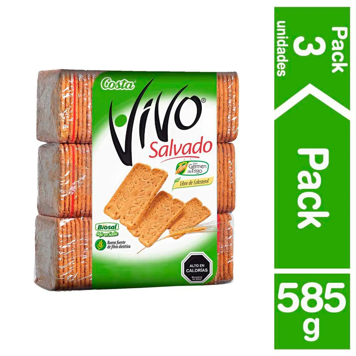 VIVO - Galleta Vivo Salvado de Trigo Tripack 585 g