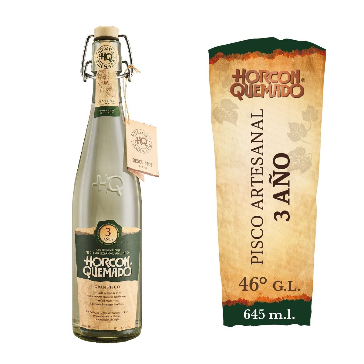 HORCON QUEMADO - Pisco Horcon Quemado 46º Gl