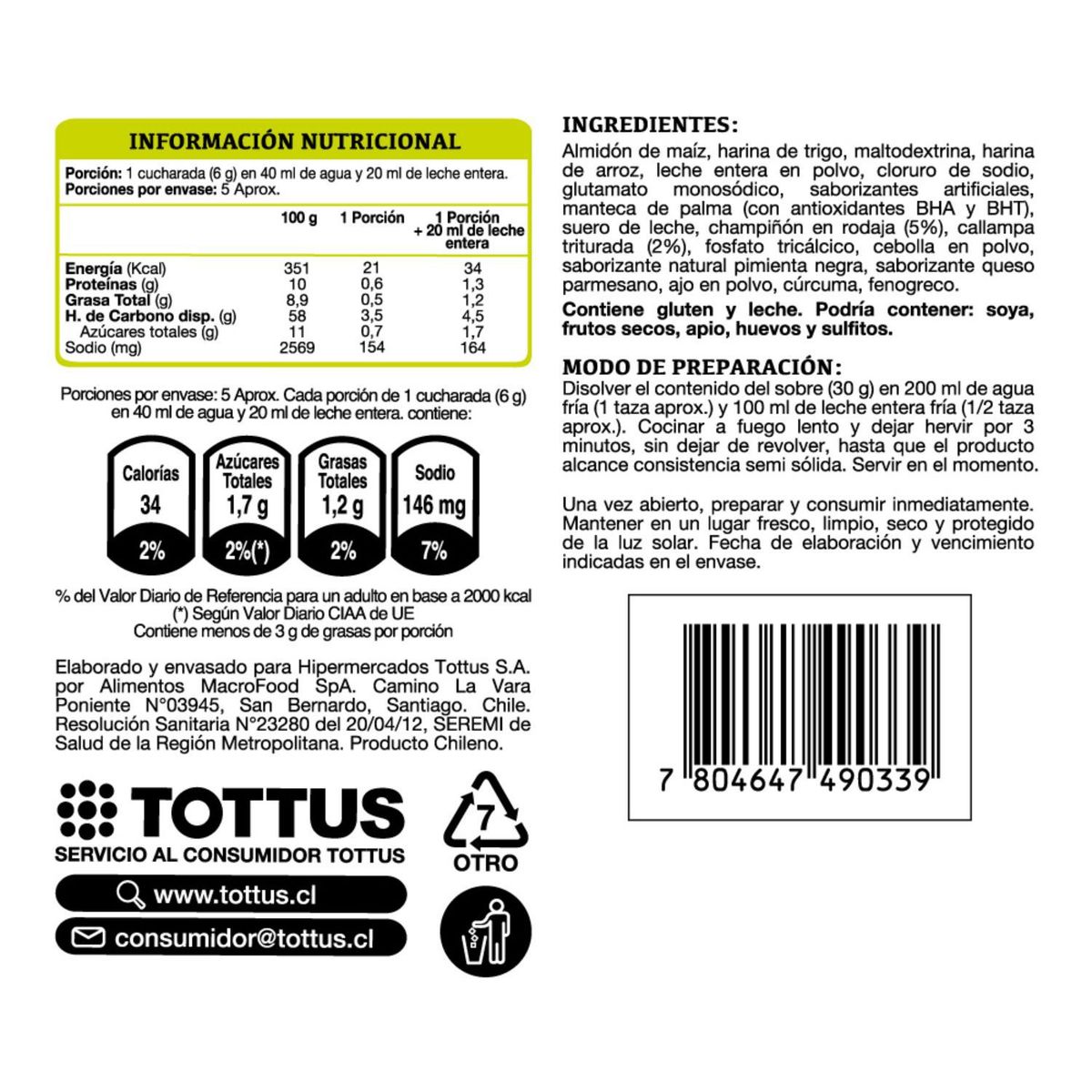 TOTTUS - Salsa Champiñones