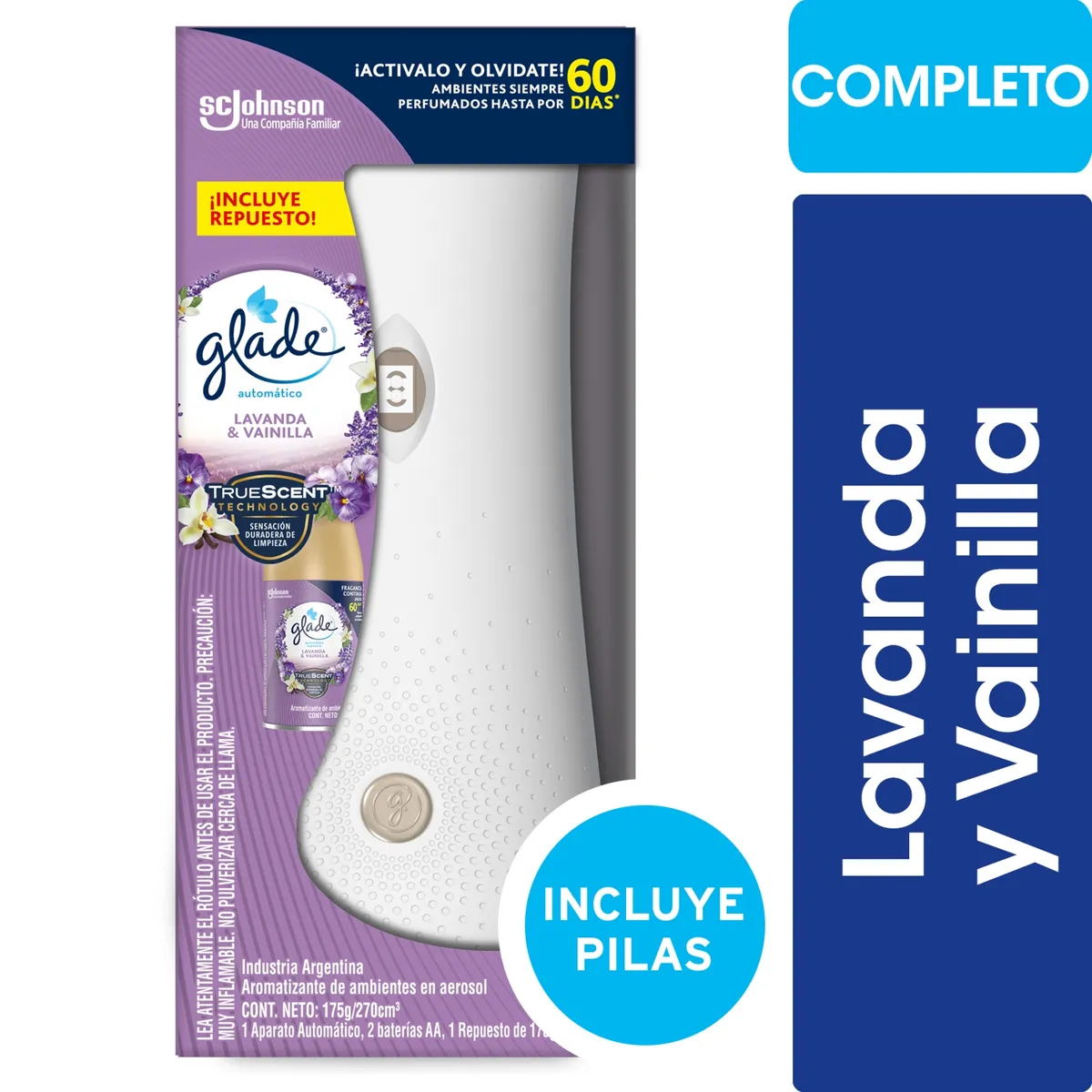 GLADE - Desodorante Ambiental Automático Glade Lavanda y Vainilla  +  Repuesto 175 g