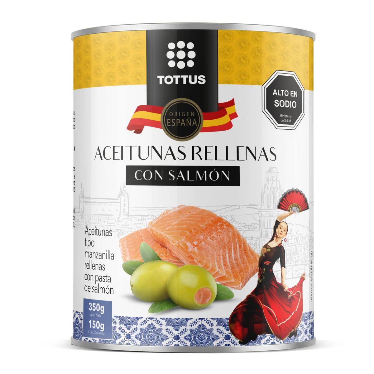 TOTTUS - Aceitunas Verdes Rellenas Salmón Tottus 350 g