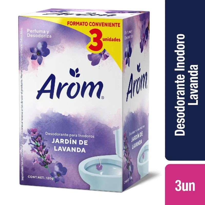 AROM - Pastilla Desodorante para Inodoros Jardín de Lavanda Arom 3 Un