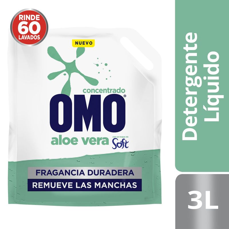 OMO - Detergente Líquido Omo Soft Aloe Vera Doypack 3 L