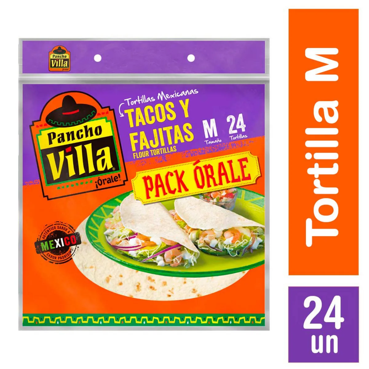 PANCHO VILLA - Tortillas Tacos y Fajitas M Pancho Villa 24 Un 600 g
