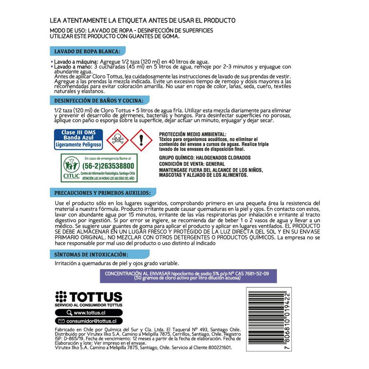 TOTTUS - Cloro Concentrado