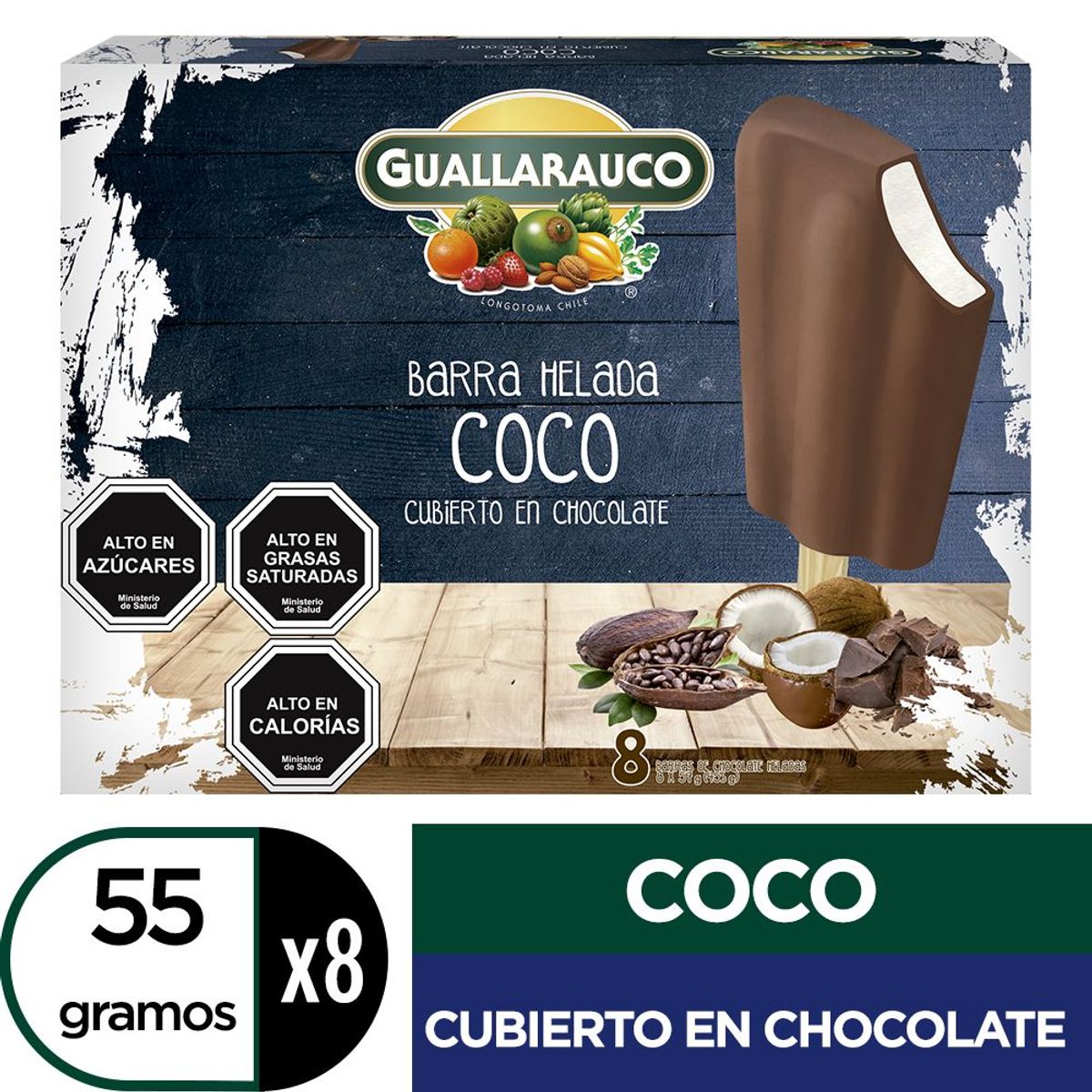 GUALLARAUCO - BARRA  COCO CUBIERTA  CHOC 440G GUALLA.