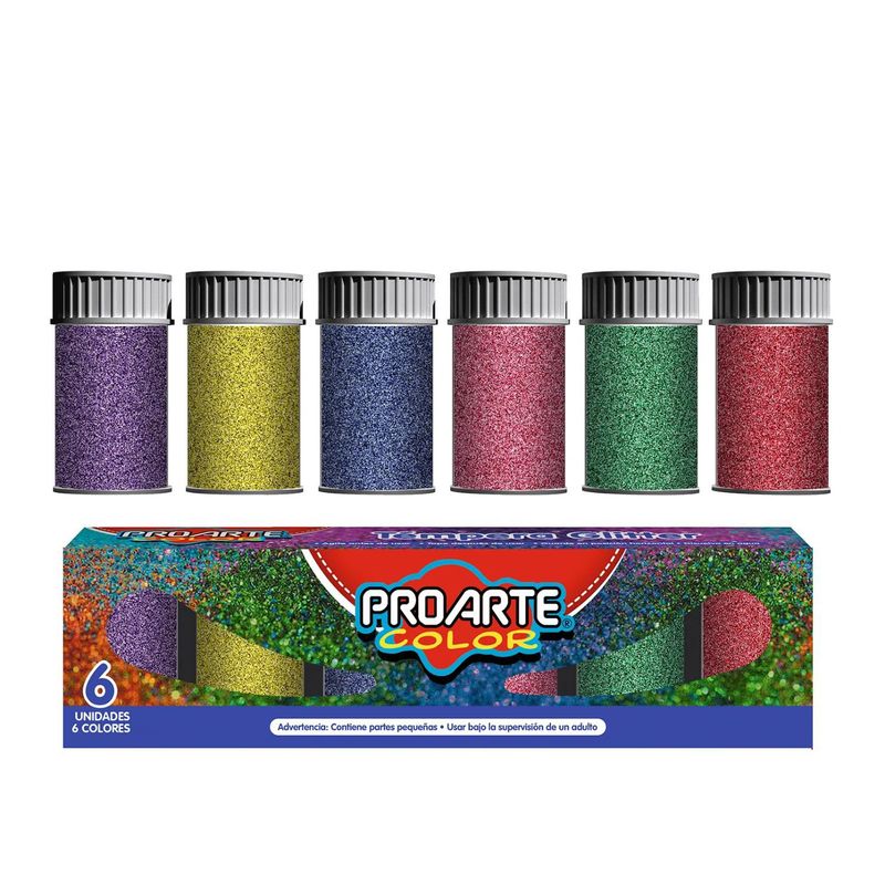PROARTE - TEMPERA PROARTE GLITTER 6COL FCO. 15CC