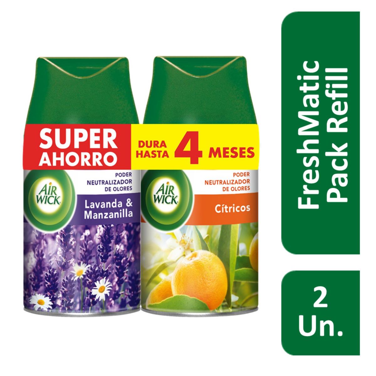 AIR WICK - Pack Desodorante Ambiental Recarga Air Lavanda y Cítrico 500 ml