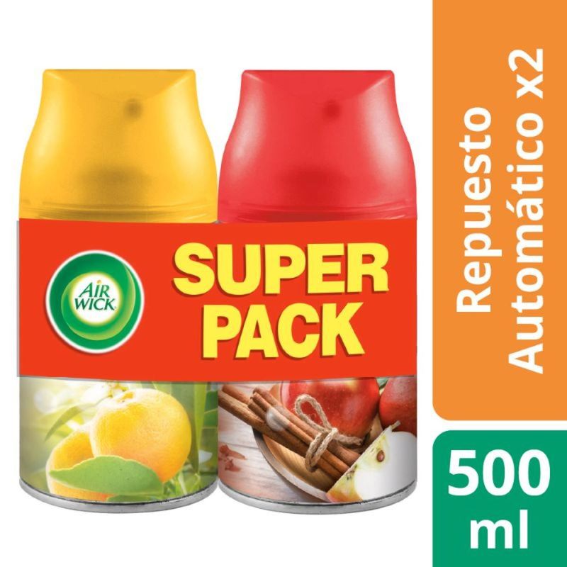 AIR WICK - Pack Desodorante Ambiental Recarga Air Wick Fresh y Manzana Canela 500 ml