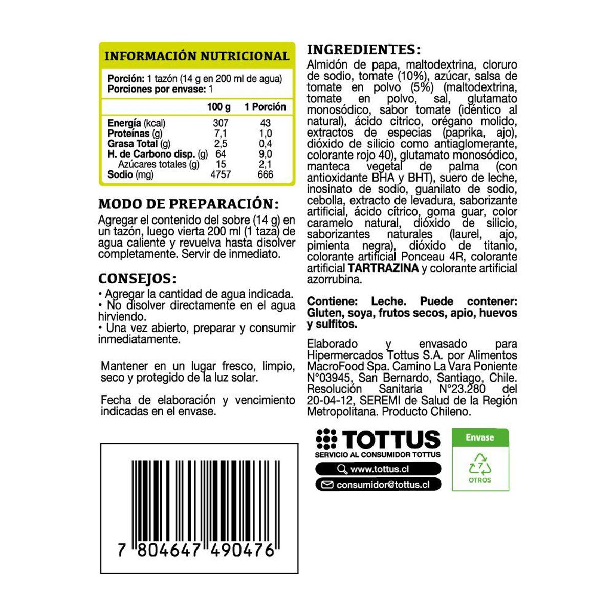 TOTTUS - Sopa Tomate Individual