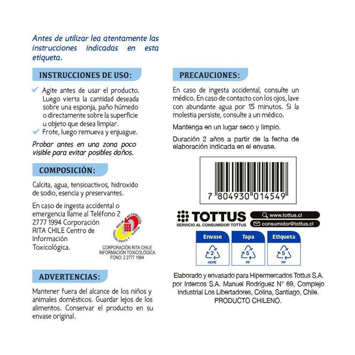 TOTTUS - Crema Limpiadora Limón