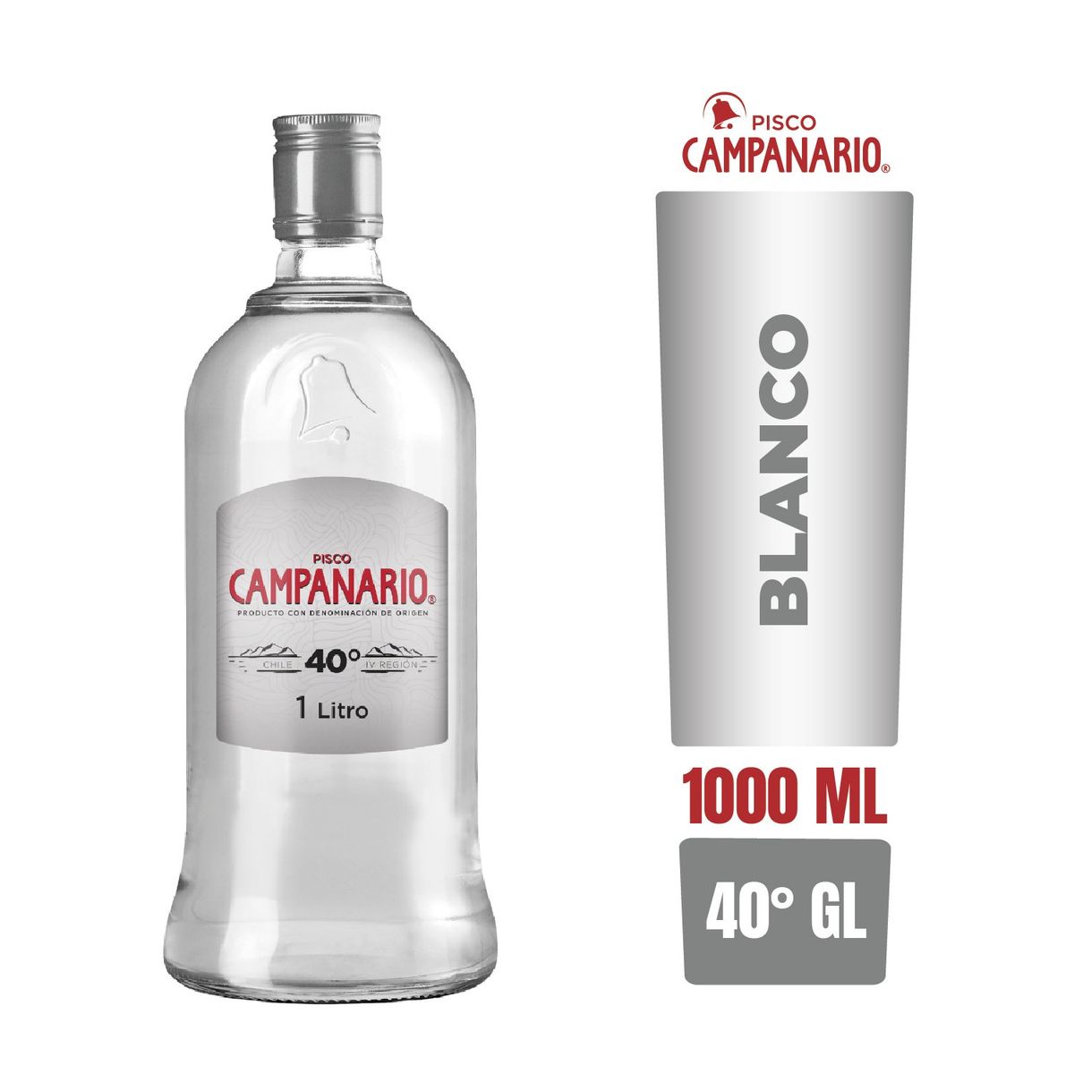 CAMPANARIO - Pisco Campanario Blanco 40°