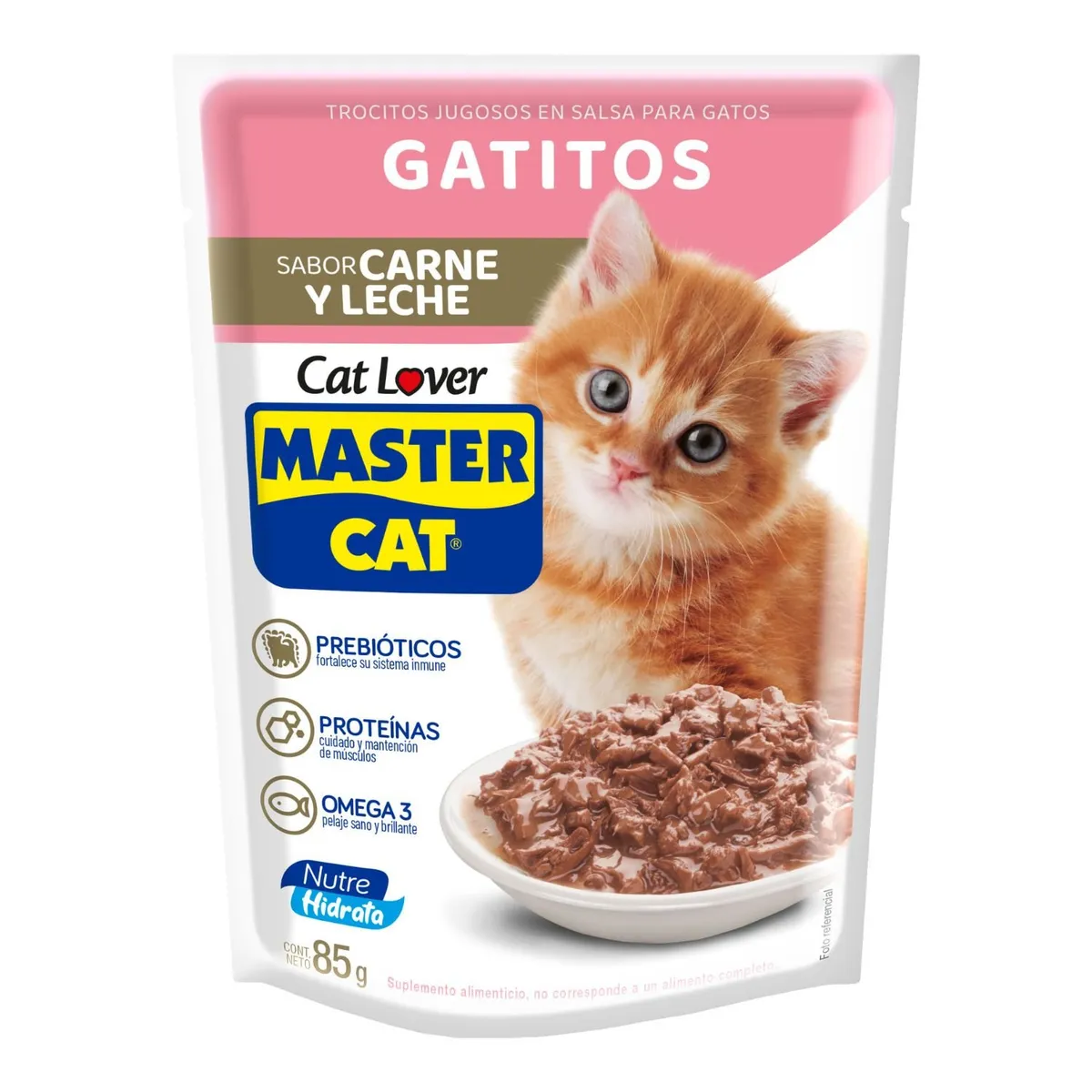MASTER CAT - Alimento Húmedo para Gatito Sabor Carne y Leche 85 g