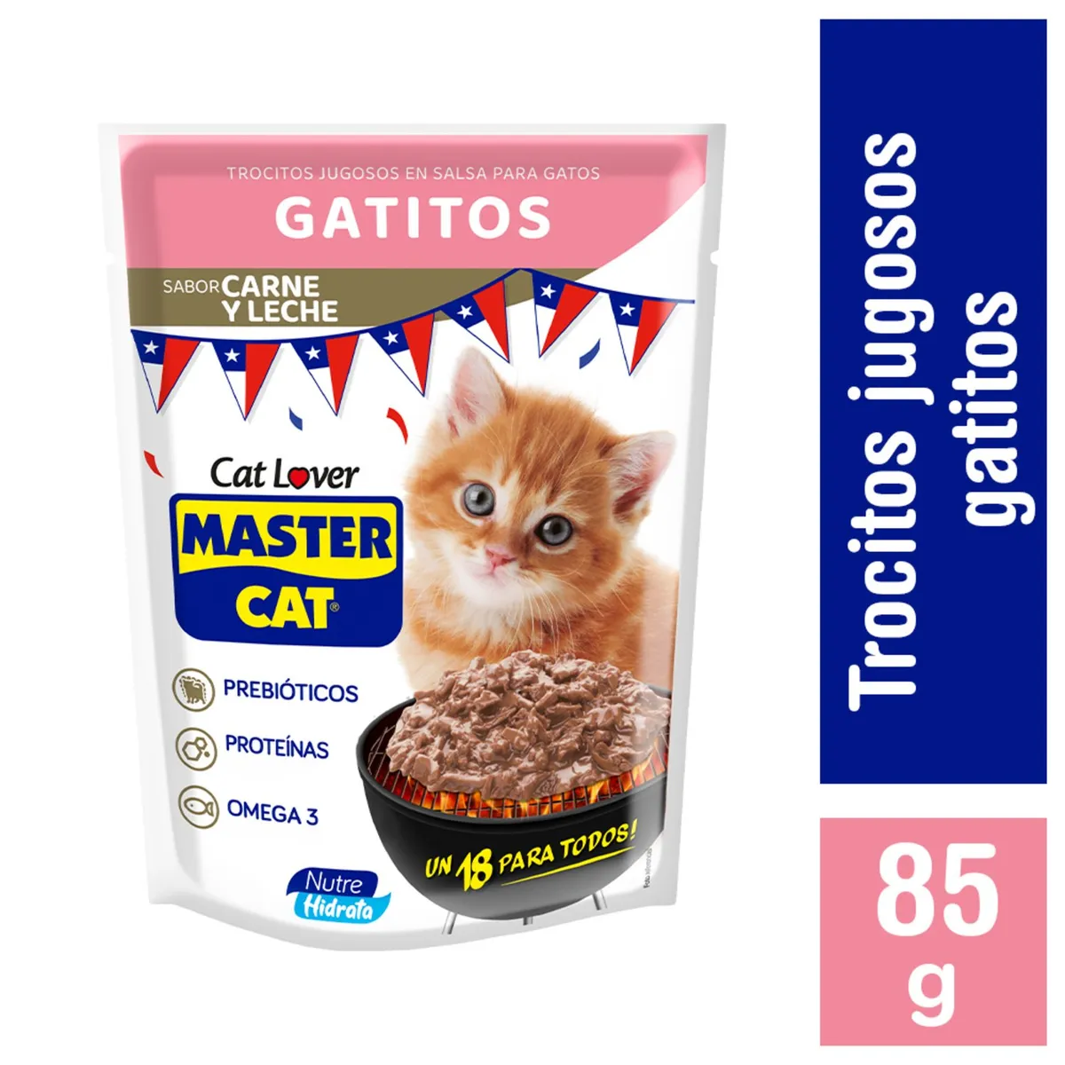 MASTER CAT - Alimento Húmedo para Gatito Sabor Carne y Leche 85 g