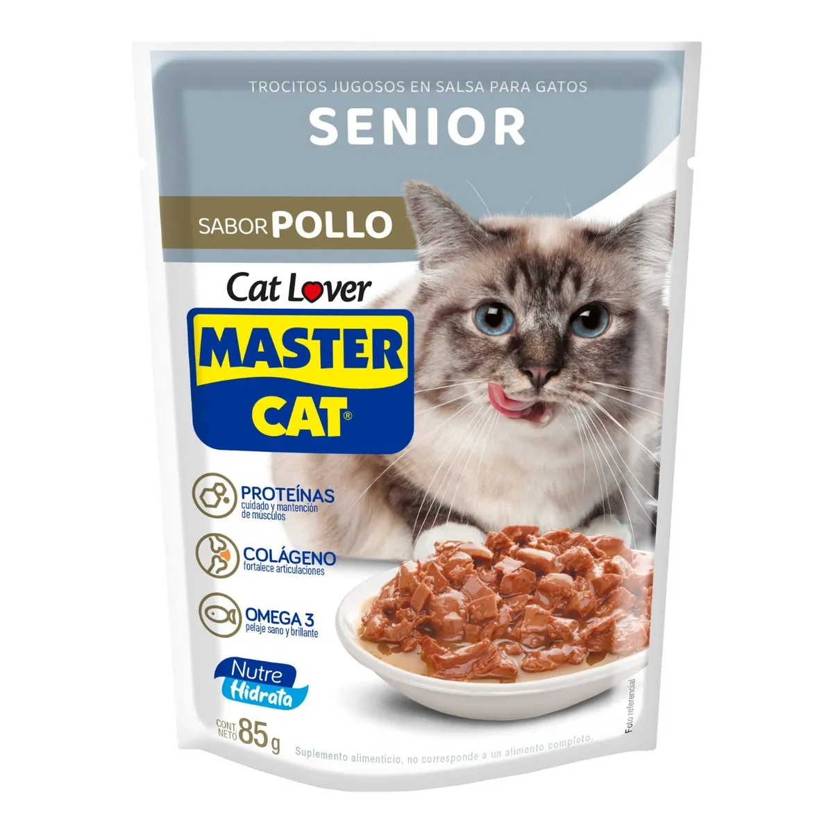 MASTER CAT - Alimento Húmedo para Gato Senior Sabor Pollo 85 g