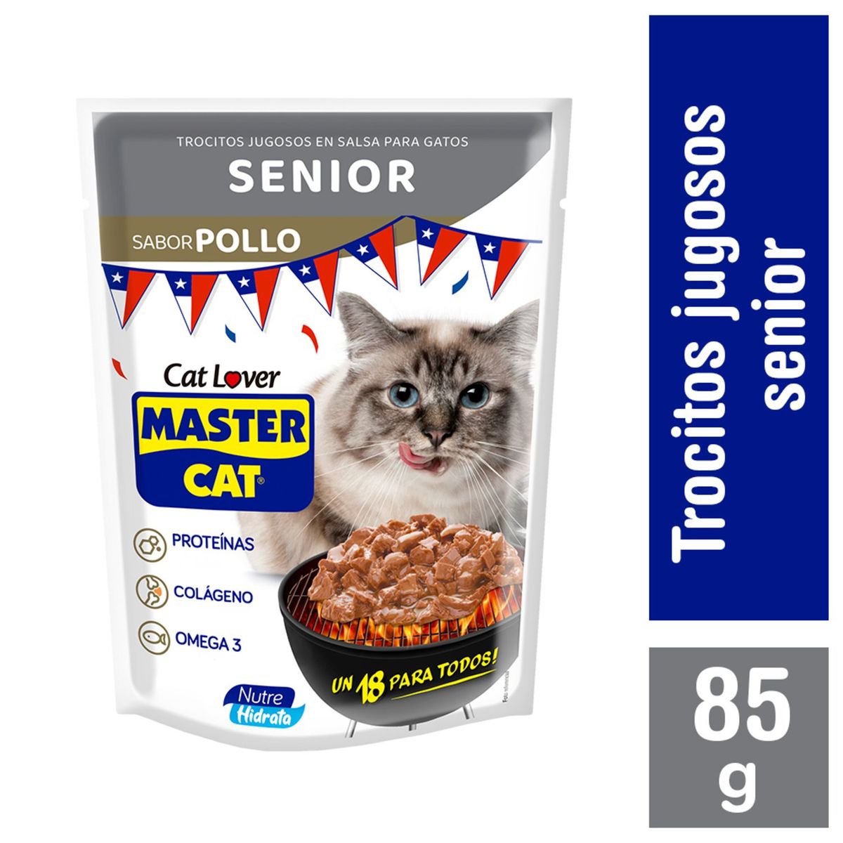 MASTER CAT - Alimento Húmedo para Gato Senior Sabor Pollo 85 g