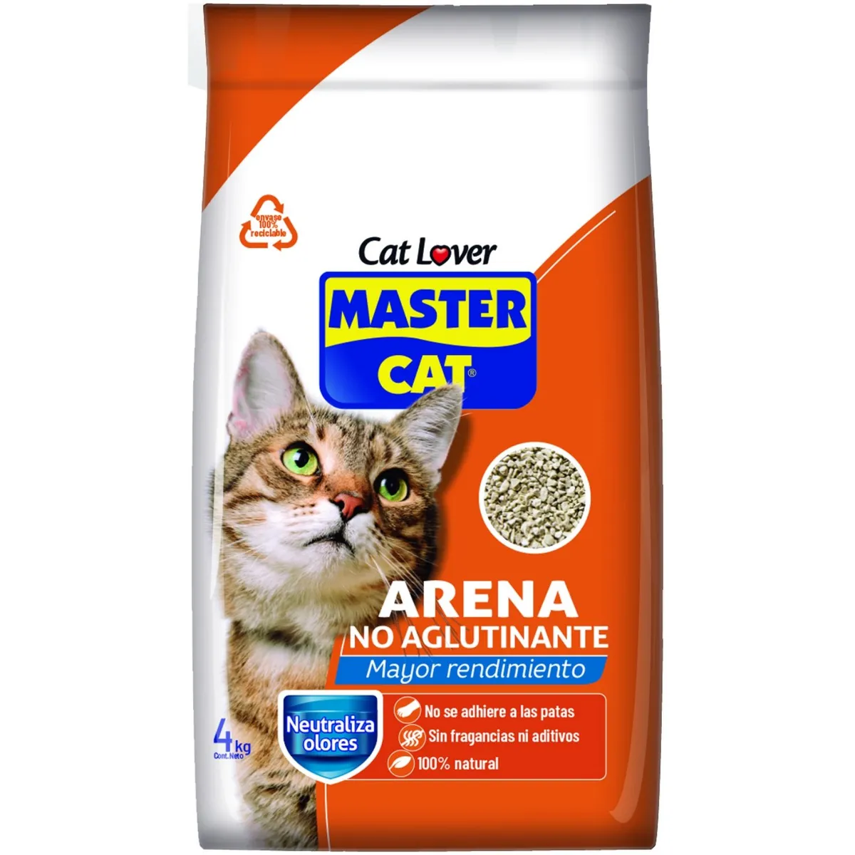 MASTER CAT - Arena para Gato No Aglutinante 4 Kg