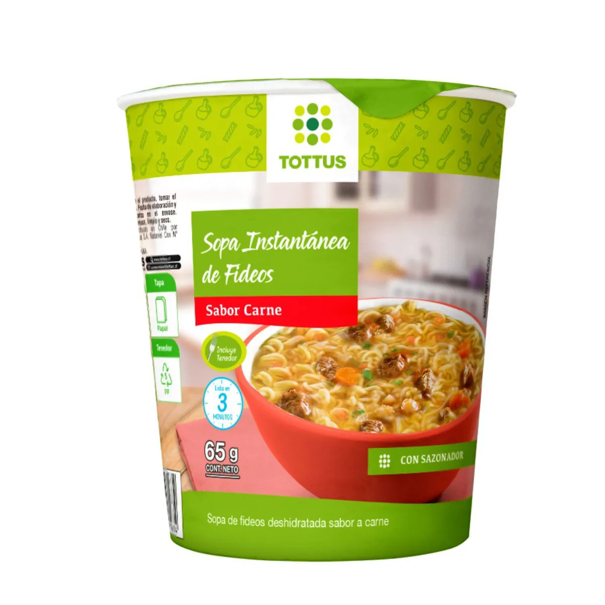 TOTTUS - Pasta Fideo Carne Instantáneo