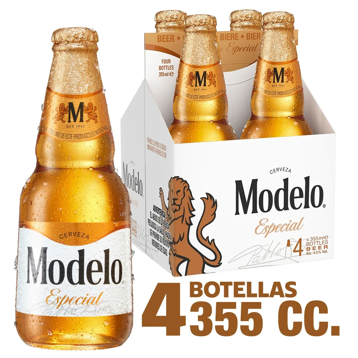 MODELO - Pack Cerveza Modelo Especial Botella 4.5° 4 x 355 cc