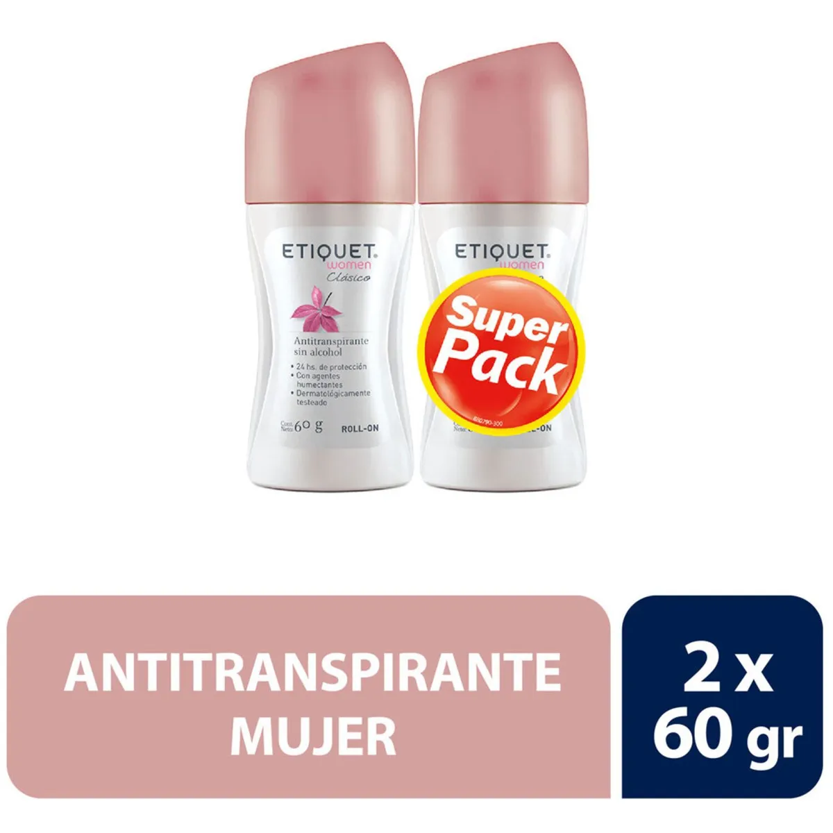 ETIQUET - Pack Desodorante Roll On Etiquet Mujer Clásico 2 x 60 g