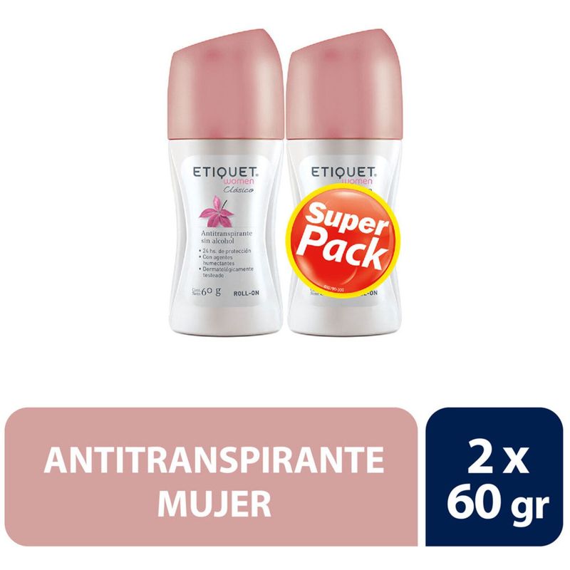 ETIQUET - Pack Desodorante Roll On Etiquet Mujer Clásico 2 x 60 g