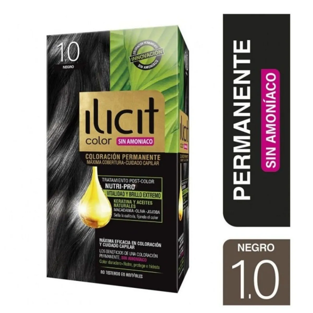 ILICIT - Tintura para el Cabello Sin Amoniaco Negro 1.0 Ilicit 60 g