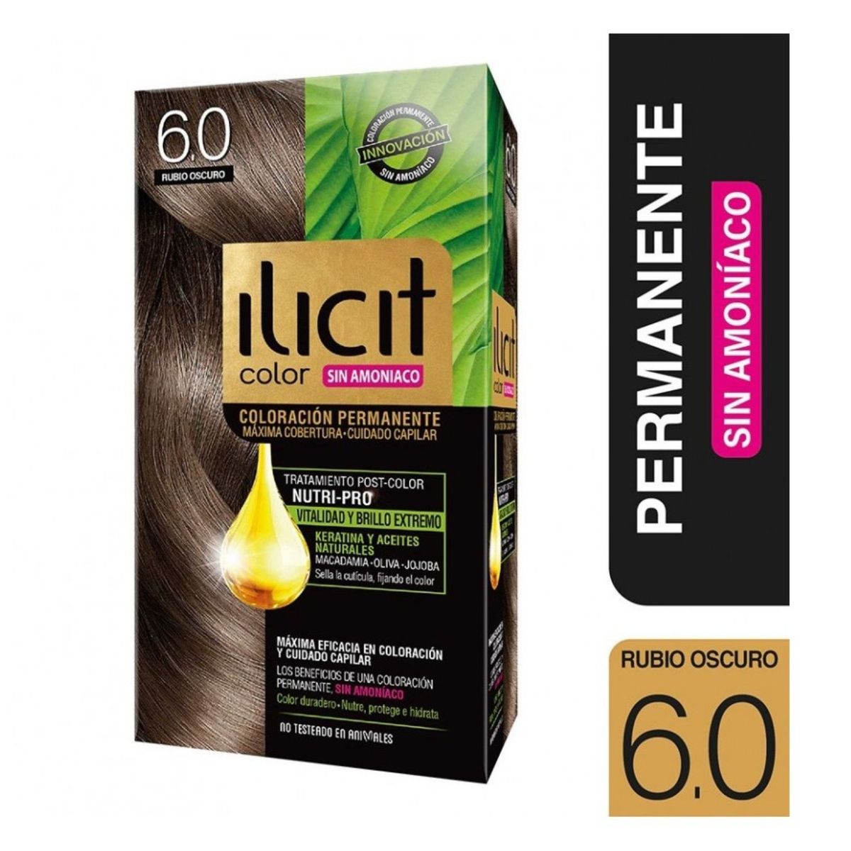 ILICIT - Coloración Permanente Sin Amoniaco 6.0 Rubio Oscuro Ilicit 60 g