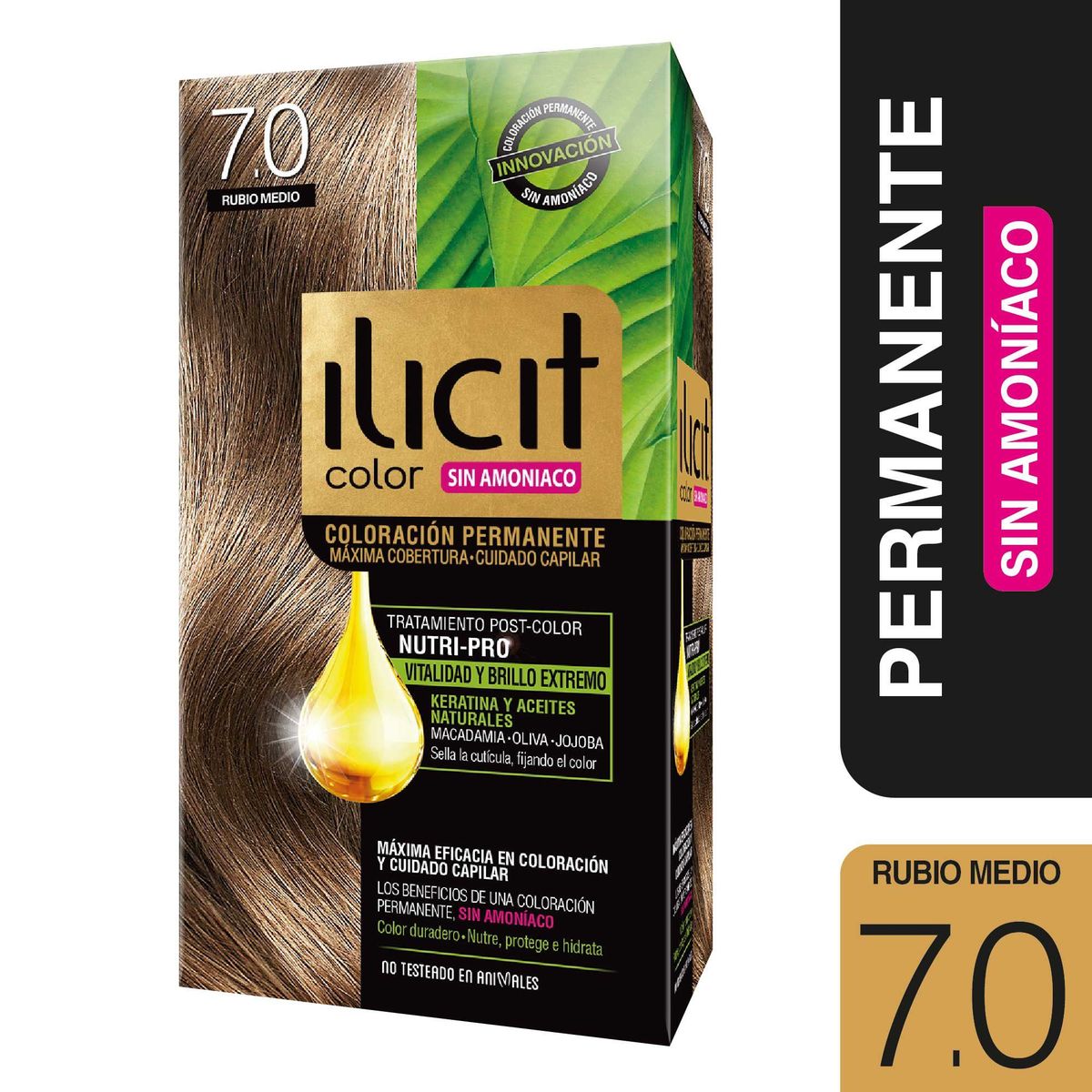 ILICIT - Coloración Permanente Sin Amoníaco 7.0 Rubio Medio