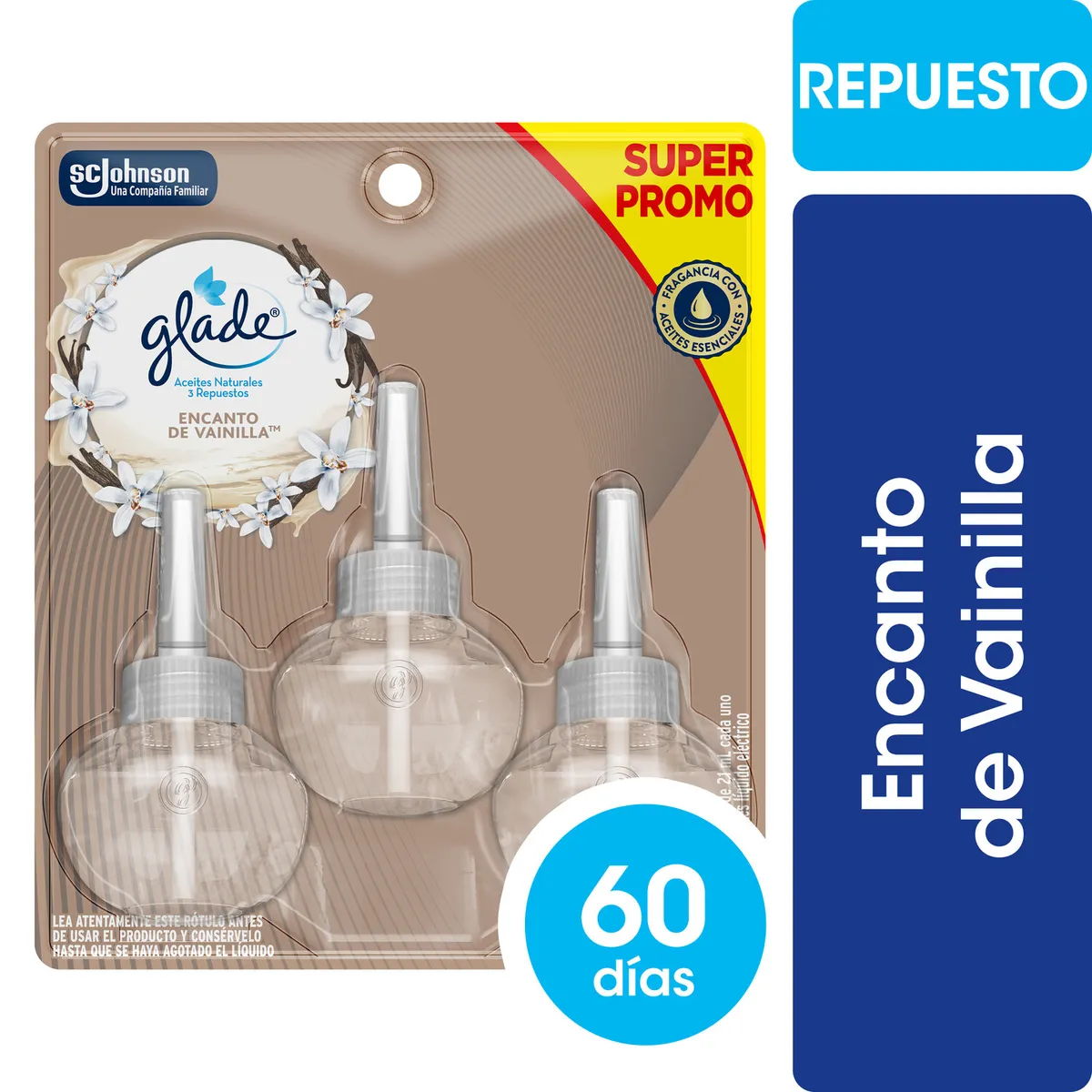 GLADE - Pack Repuesto Desodorante Ambiental Glade Vainilla 3x21ml
