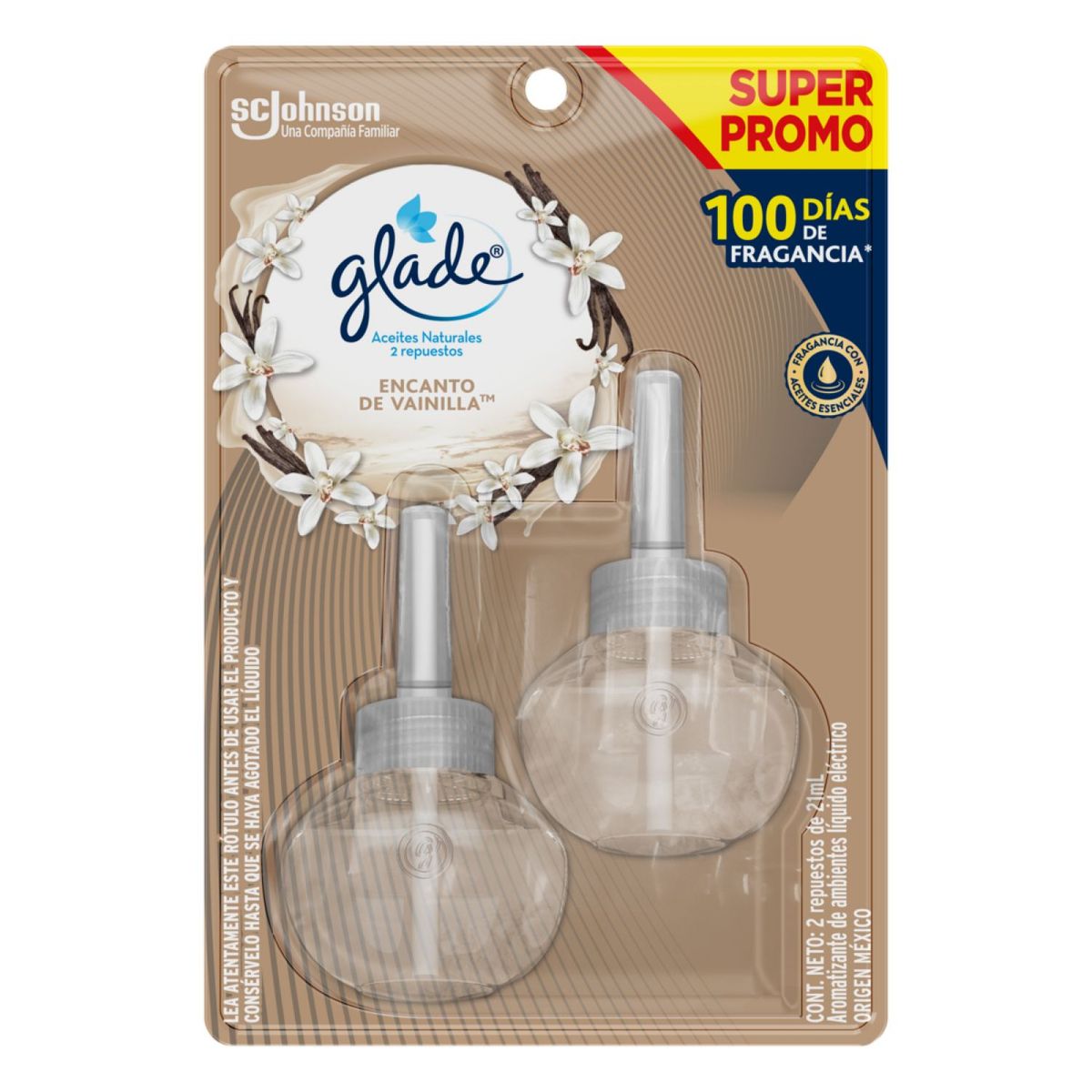 GLADE - Pack Repuesto Desodorante Ambiental Vainilla Glade 2x21 ml