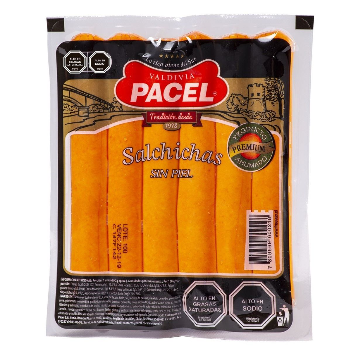PACEL - Salchicha sin Piel Ahumado Pacel 500 g