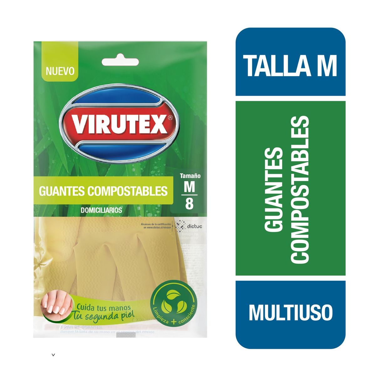 VIRUTEX - Guantes Compostables Multiuso Virutex Talla M 1 Un